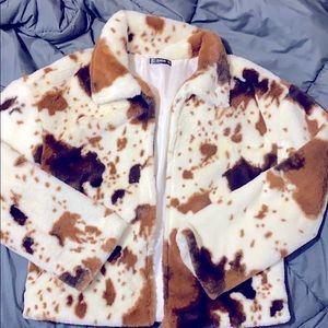 Shein Brown Cow Print Jacket SizeL
